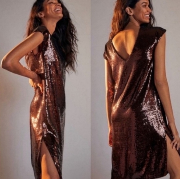 Maeve NWT Sequin Dress Brown XS - Picture 1 of 12